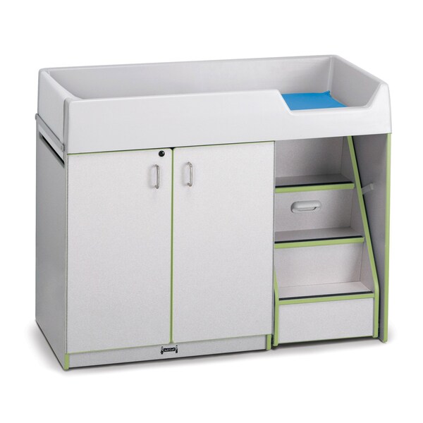 Jonti-Craft Rainbow Accents Diaper Changer with Stairs, Right, Key Lime Green 5148JC130 - main